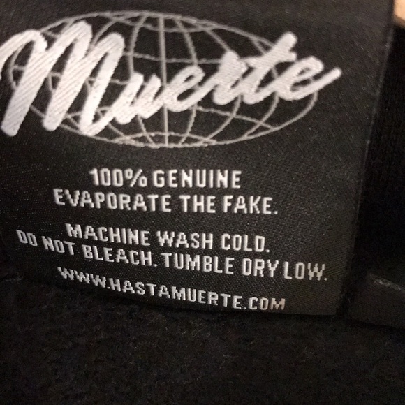 Muerte sz Small Hoodie “Just Hustle” black cotton white graphic excellent condit - Picture 4 of 11